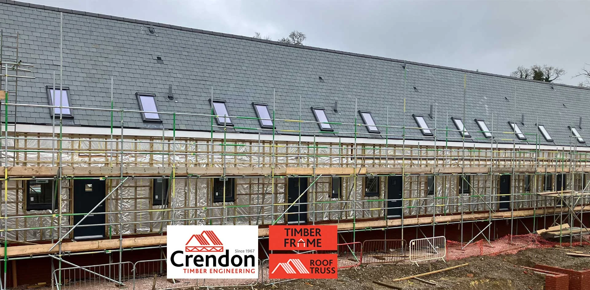 Clayewater-Homes-Case-Study_Crendon Building under construction covered in scaffolding